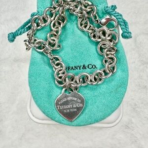 Tiffany & Co Heart Charm Chain Vintage Necklace w/bag